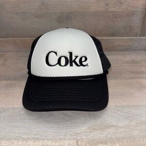 Coke Black and White Trucker Hat mesh back new